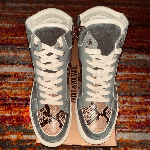 ZADIG & VOLTAIRE LIMITED EDITION ZV1747 HIGHTONE LEATHER + PYTHON PRINT- EU 45 - Picture 11 of 12